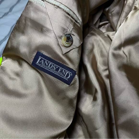 Lands' End Tan Silk Wool Blazer Sportscoat Office Career Classic Professional - Picture 2 of 14
